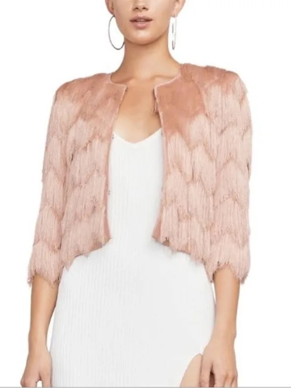 BCBGMaxAzria Blush Fringe Jacket